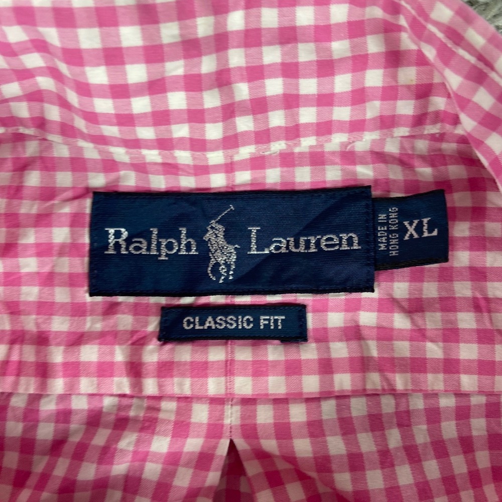 Ralph Lauren Classic Fit Mens XL Pink Gingham Short Sleeve Button Down Shirt - Picture 3 of 8
